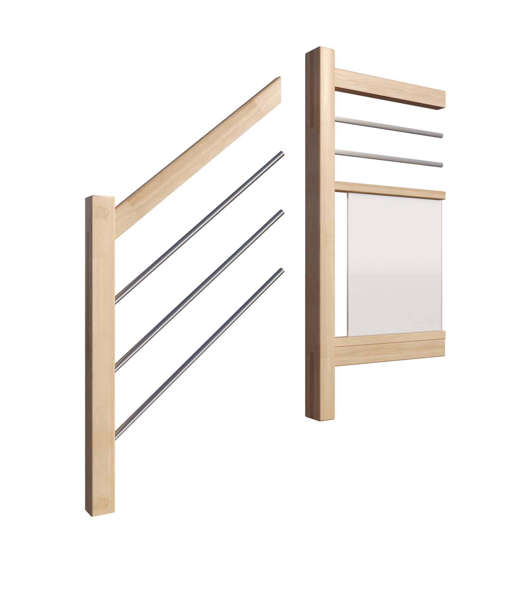 rampe et garde-corps poteau bois et lisses métal
